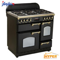 اجاق گاز تاکنوگاز مدل فالکون 5B-BS مشکی با دستگیره طلایی و صفحه استیل