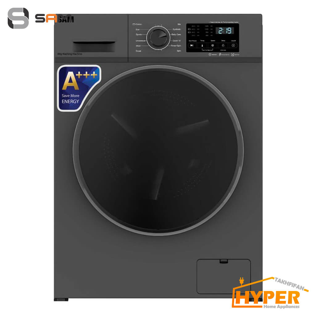 ماشین لباسشویی سام UN-Q1435I اینوکس 8 کیلویی