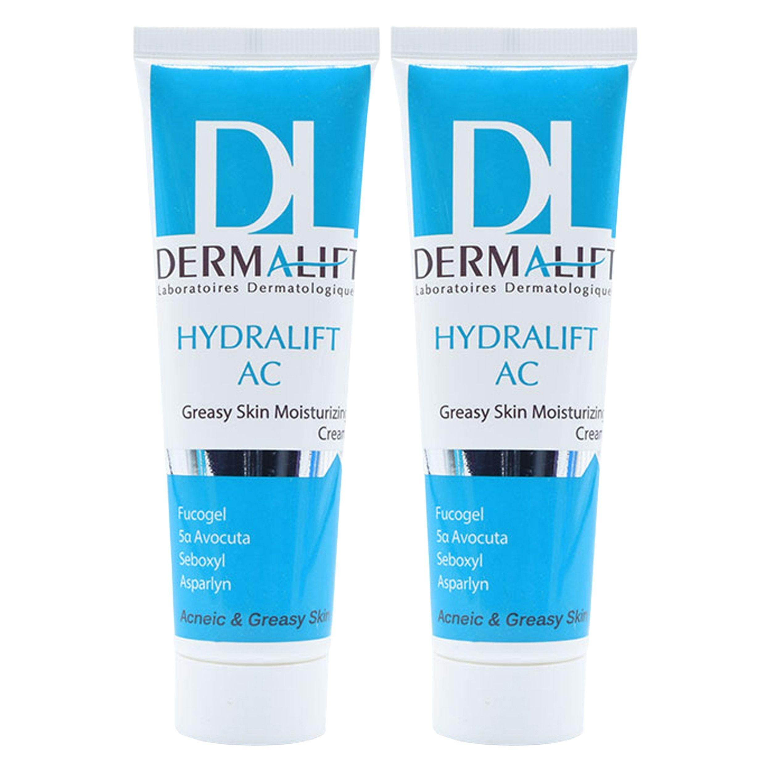 کرم مرطوب‌کننده پوست چرب درمالیفت مدل Hydralift AC Cream حجم 50 میلی‌لیتر بسته دو عددی