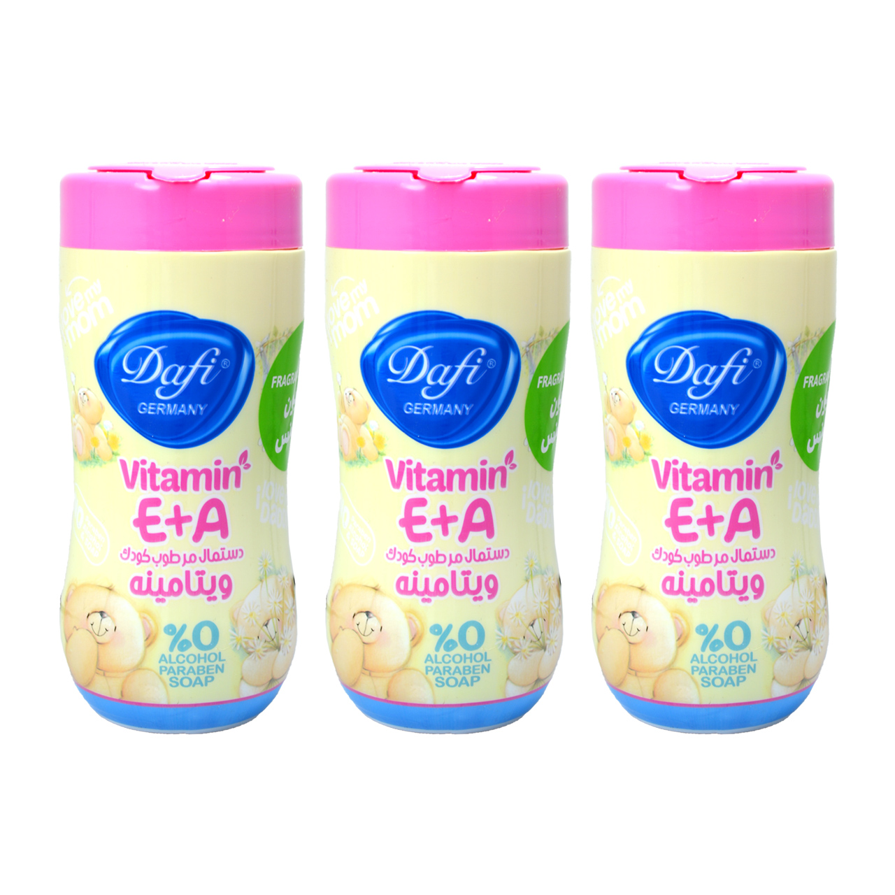 دستمال مرطوب کودک دافی مدل Vit3 مجموعه 3 عددی