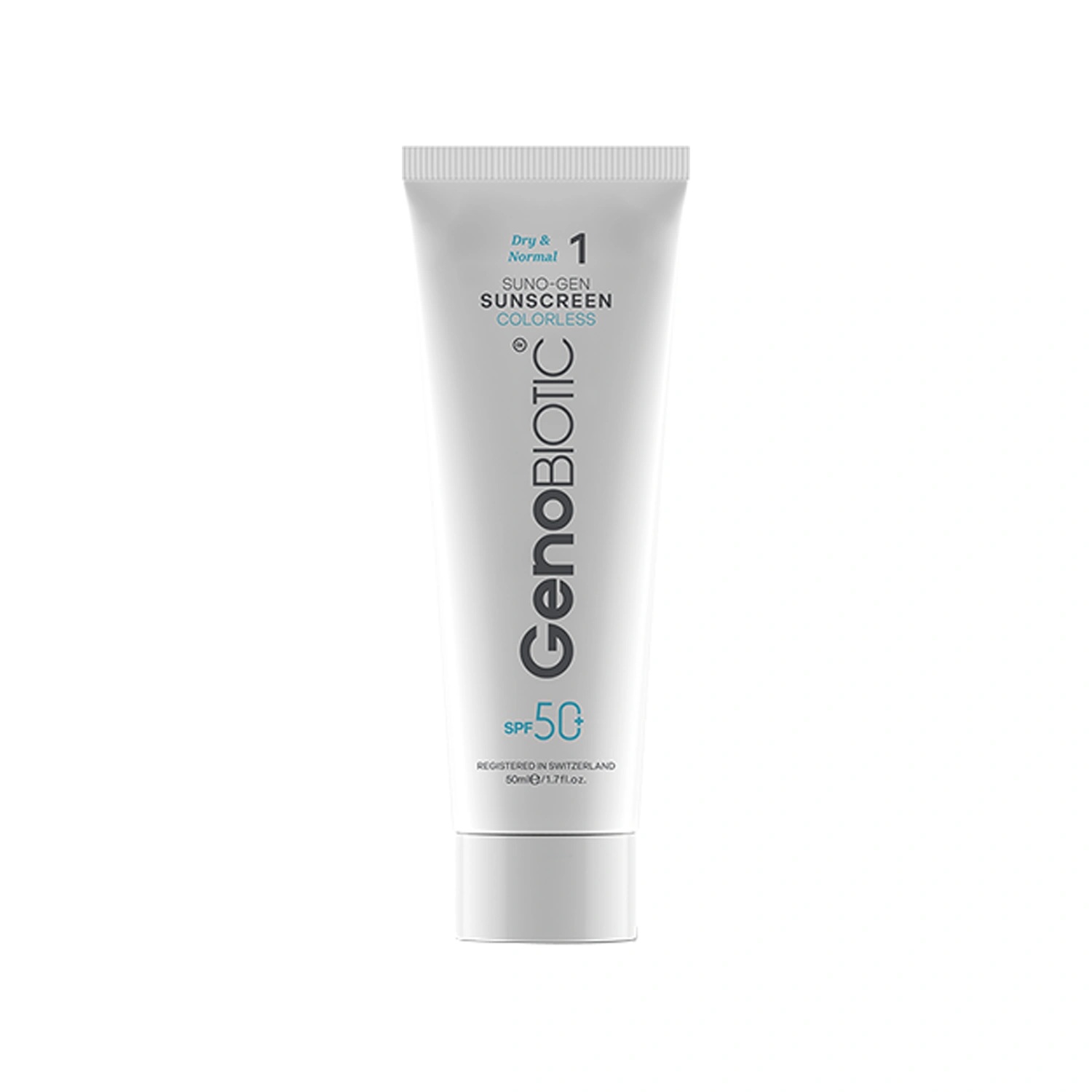 کرم ضد آفتاب بی‌رنگ دست و صورت ژنوبایوتیک SPF 50 مدل SUNO-GEN-D محافظ UVA ،UVB، ‌مناسب برای پوست های خشک و معمولی حجم 50 میلی‌لیتر