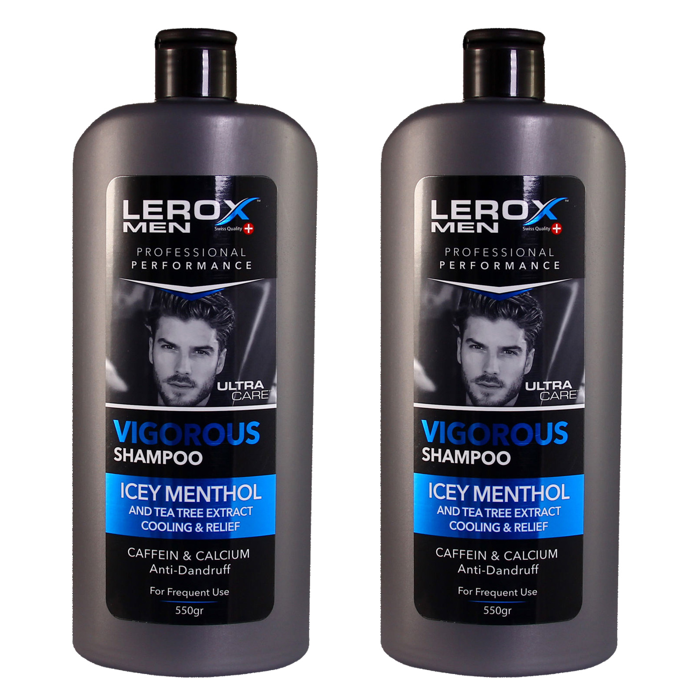 شامپو مو مردانه لروکس مدل ICEY MENTHOL حجم 550 میلی لیتر بسته 2 عددی