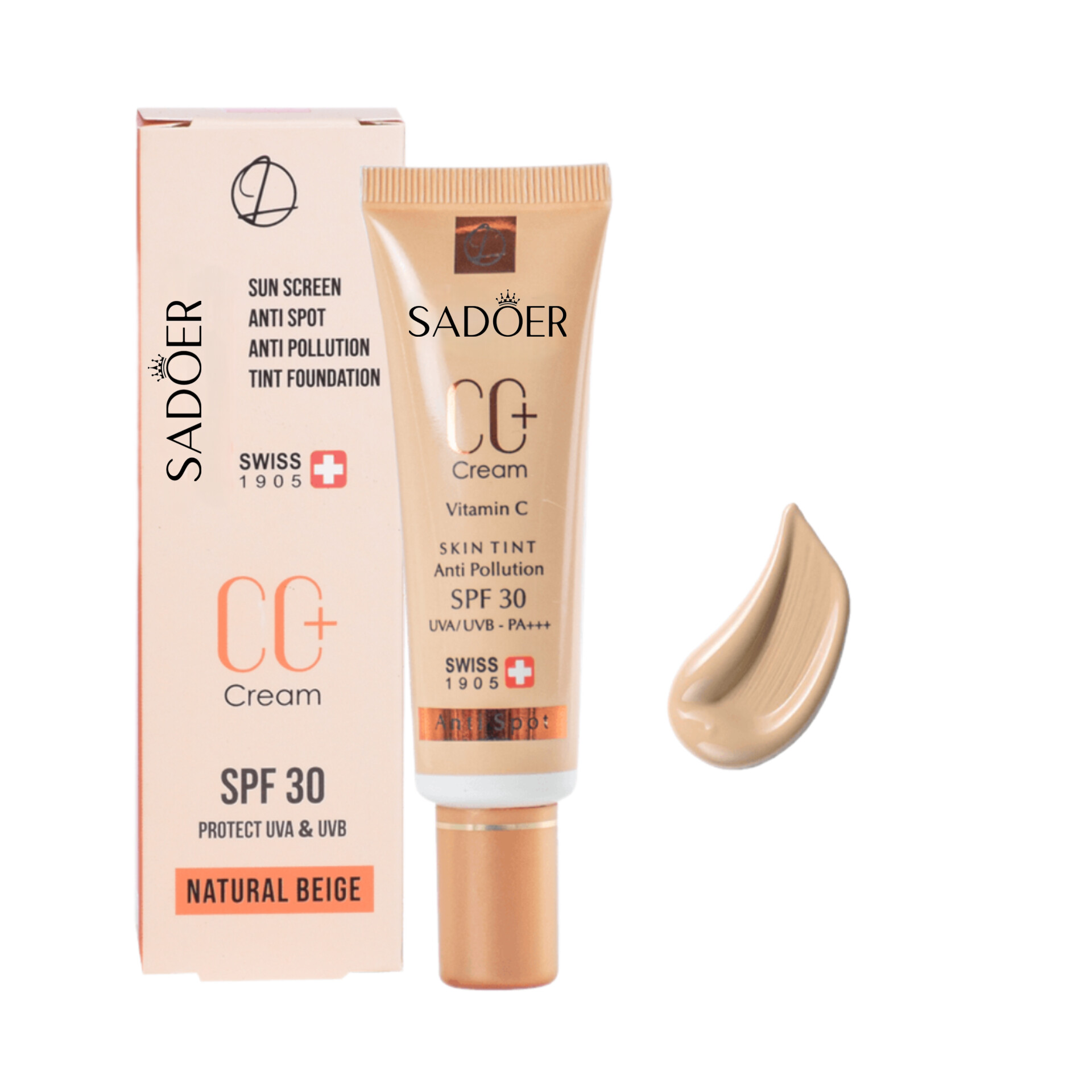 کرم پودر CC سادور SPF 30 مدل Anti Spot ، شماره 02 مناسب انواع پوست حجم 30 میلی‌لیتر