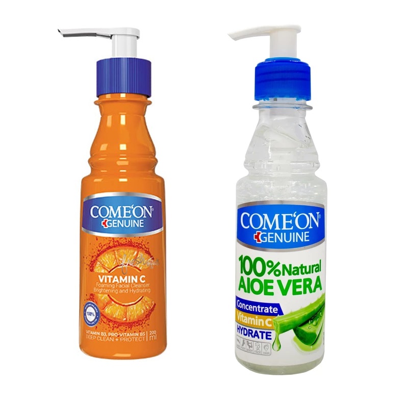 ژل آبرسان کامان مدل آلوئه ورا حجم 200 میلی لیتر به همراه کرم مرطوب کننده کامان مدل Vitamin C حجم 200 میلی لیتر