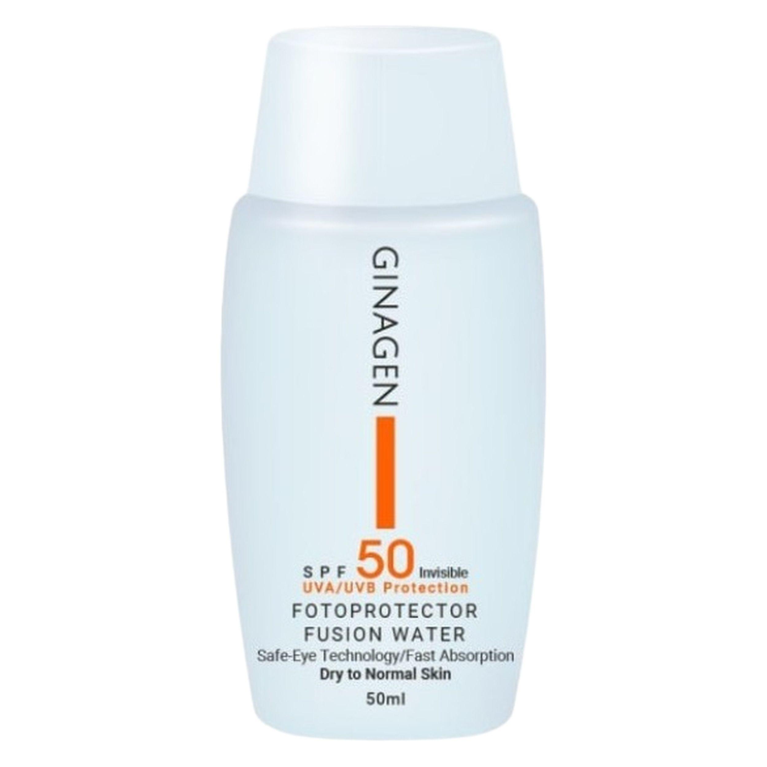 کرم ضدآفتاب بی‌رنگ ژیناژن مدل SPF50، مناسب پوست‌های معمولی و خشک، حجم 50 میلی‌لیتر