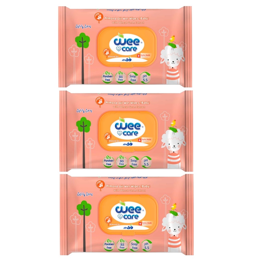 دستمال مرطوب کودک وی کر مدل بادام 3 بسته 20 عددی