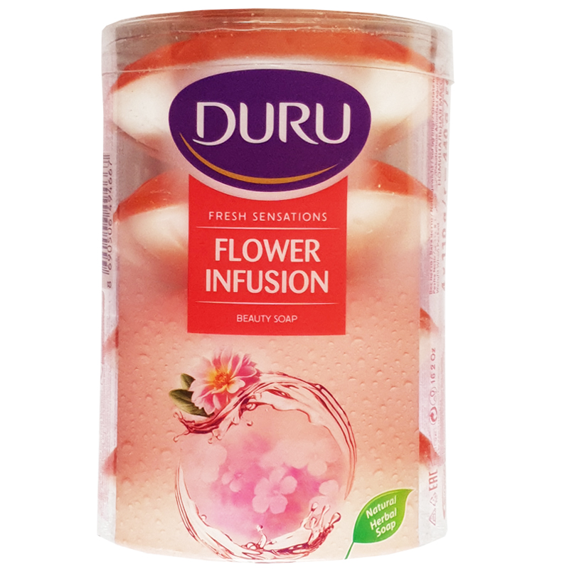 صابون شستشو دورو مدل Flower Infusion تحت لیسانس وزن110 گرم بسته 4 عددی