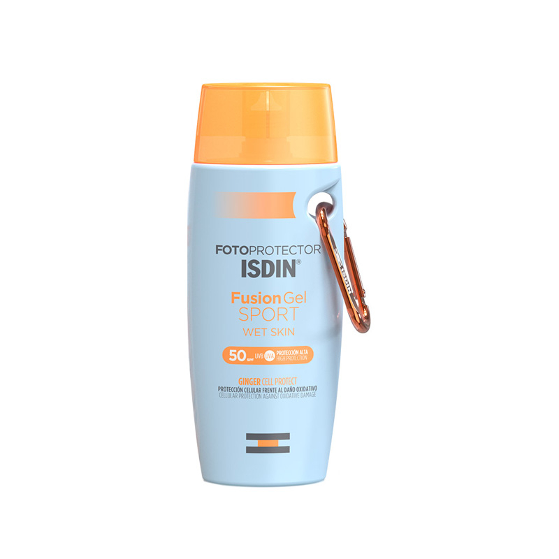 ژل ضد آفتاب بدون رنگ ایزدین SPF 50 مدل  FUSION GEL SPORT ‌مناسب انواع پوست‌ حجم 100 میلی‌لیتر
