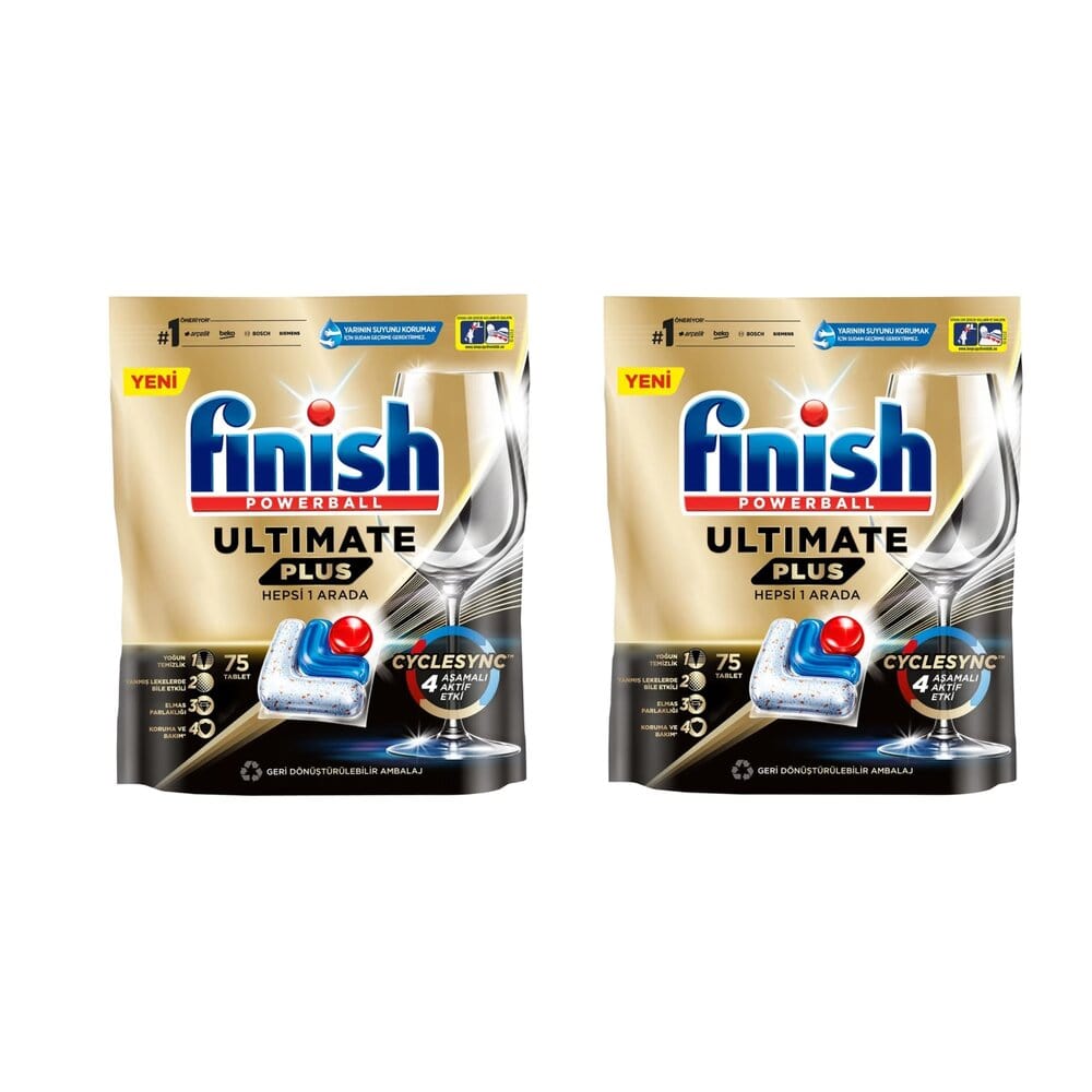 قرص ماشین ظرفشویی فینیش مدل Ultimate Plus Hepsi 1 Arada دو بسته 75 عددی