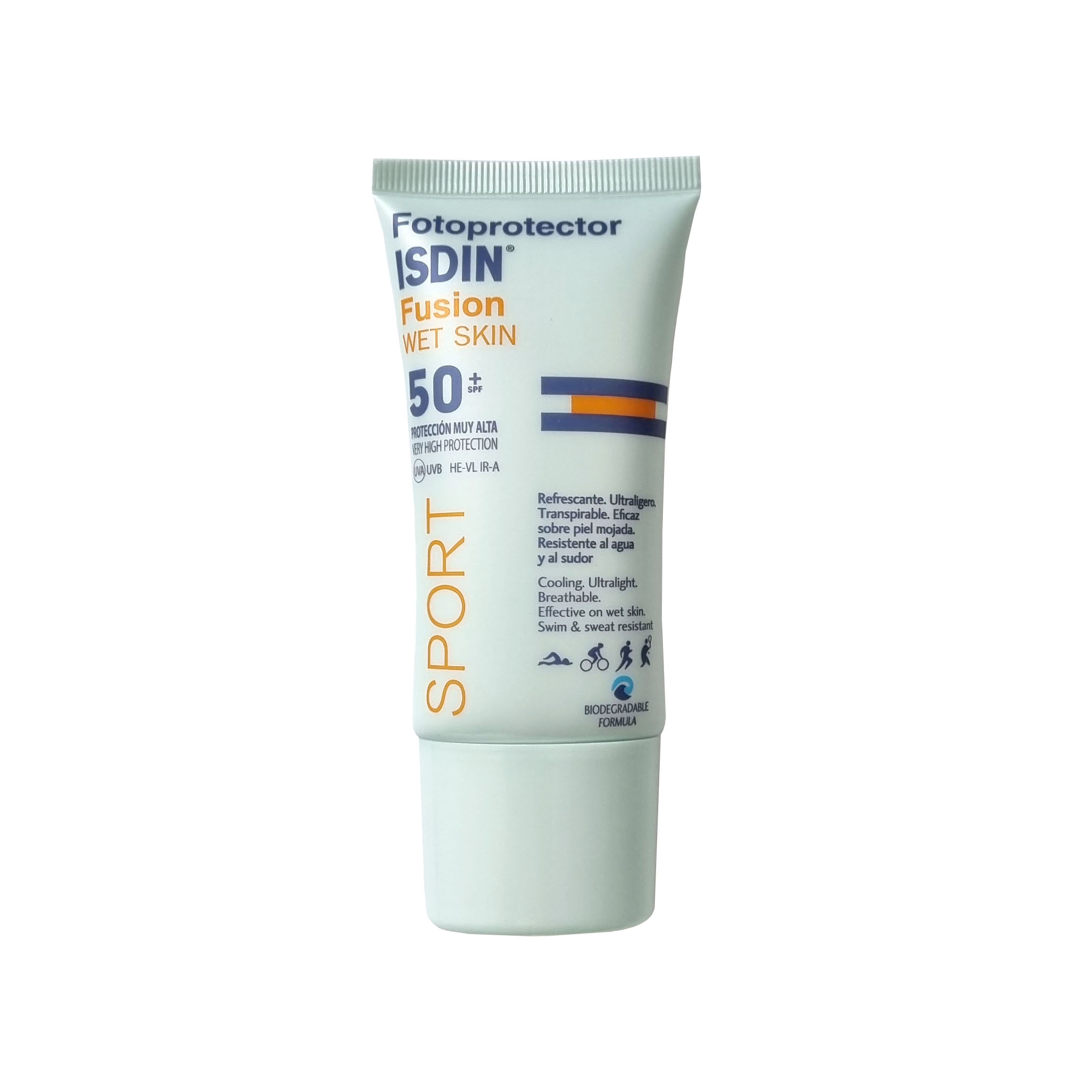 کرم ضدآفتاب بی‌رنگ ایزدن SPF50 مدل fusion sport مناسب انواع پوست، حجم 50 میلی‌لیتر