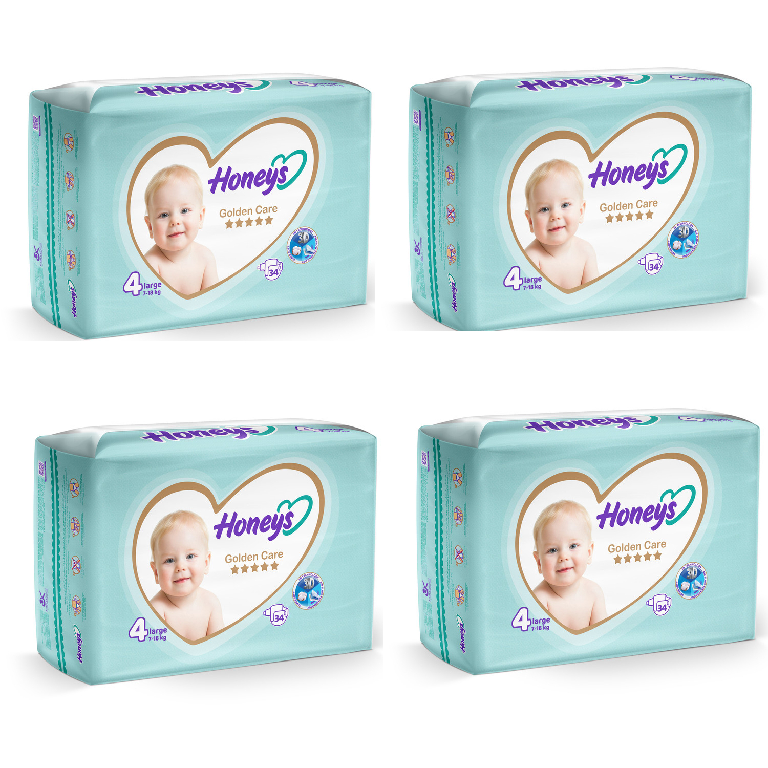 پوشک بچه هانیز مدل دابل سایز 4 مجموعه 4 عددی