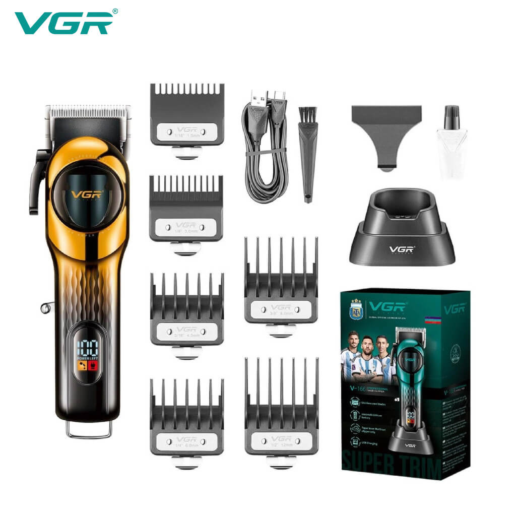 ماشین اصلاح وی جی آر مدل VGR V-166 مشکی طلایی